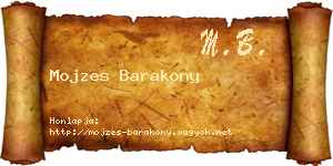 Mojzes Barakony névjegykártya